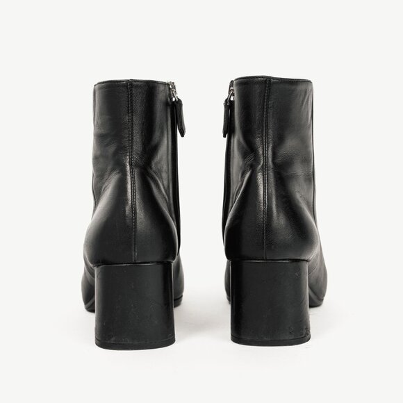 Prada Black Leather Block-Heel Ankle Boots - Picture 3 of 10